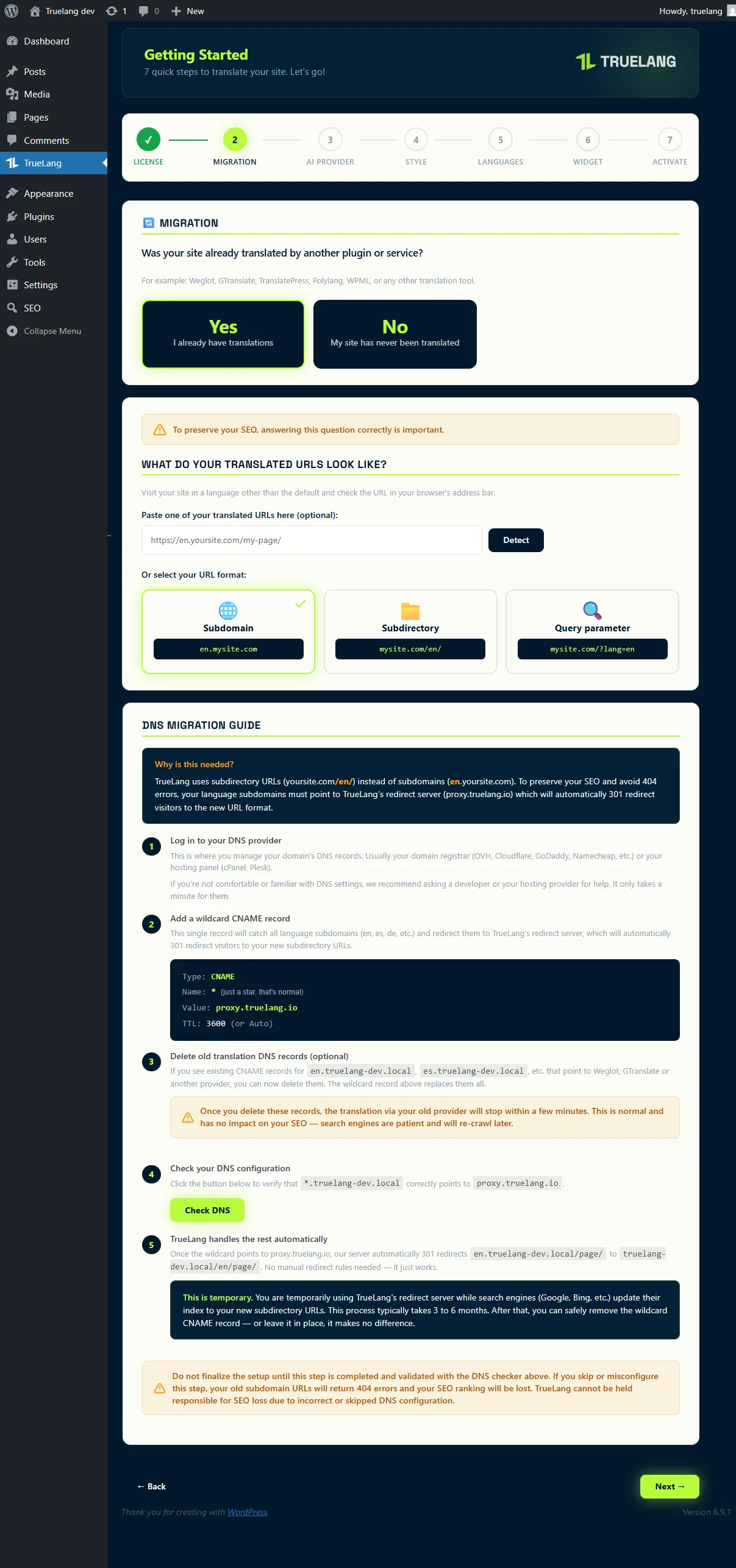 Your domain is en.yoursite.com